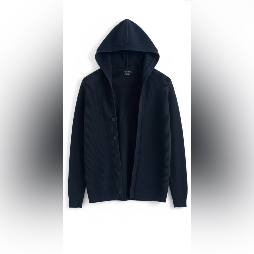 Massimo Dutti Dark navy Hooded Cardigan